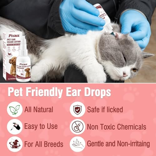 Dog Ear Cleaner Solution - Gentle Ear Wash for Dogs & Cats to Remove Dirt, Wax & Odors - Soothes Itching & Supports Daily Ear Hygiene(2.02oz)