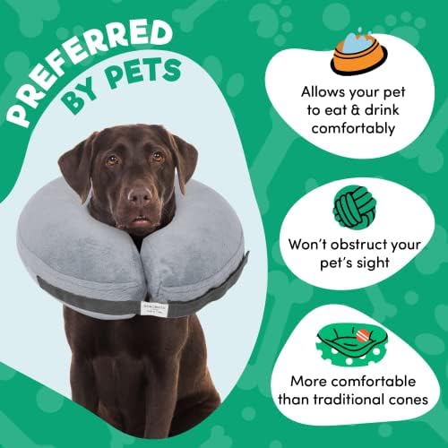 BENCMATE Inflatable Dog Cone Collar Alternative After Surgery Medium, Grey