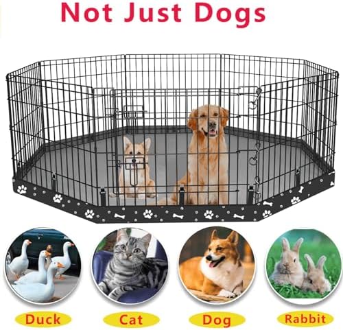 Dog Playpen Bottom Pad Fits for 24 Inch 8 Panels Regular Octagon Metal Exercise Pet Playpen, Dog Crate Pad Puppy Playpen Pad. (Note: Playpen Not Included) -Black