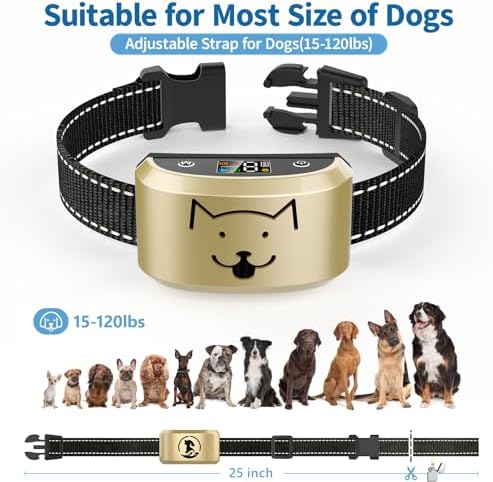 Barking Collar for Medium Dogs, Rechargeable Dog Bark Vibrating Collar | Smart Anti-False Triggers Chip & 8 Adjustable Sensitivity, 4 Optional Training Modes, Auto Safety Shut-off No-bark collars