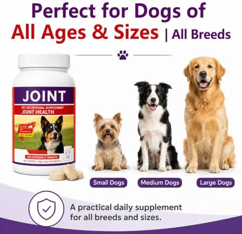 Dog Joint Supplement with Glucosamine, Chondroitin & MSM, Hip & Joint Support Chewable Tablets for Senior, Adult & Active Dogs, All Breeds & Sizes, 100 Count