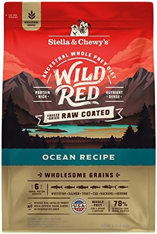 Stella & Chewy's Wild Red Dry Dog Food Raw Coated High Protein Wholesome Grains Ocean Recipe, 21 lb. Bag