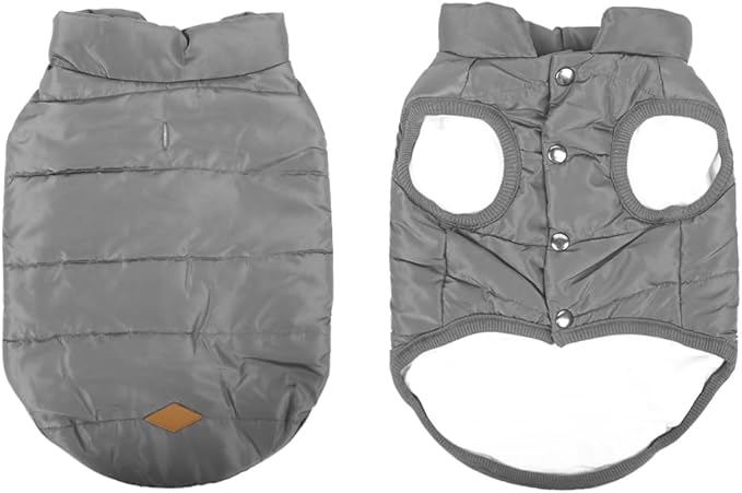 Warm Dog Coat, Windproof Dog Jacket Fleece Pet Winter Coats Solid Color Dogs Clothes Cold Weather Pet Jacket Vest Soft Puppy Apparel for Small Medium Dogs Cat (XXL, Grey)