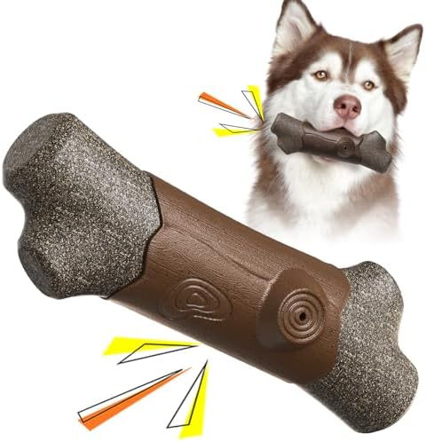 TLKNG Large Size Indestructible Squeaky Dog Chew Toy for Medium/Large Aggressive Chewers Breed Dogs Durable Squeak Bone Teething Crate Toys Indoor/Outdoor