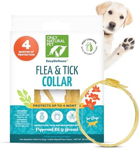 Only Natural Pet EasyDefense Flea & Tick Dog Collar - Canine Flea Control Collars - One Size Fits All - Pet Care that Protects up to 4 Months - for Dogs (Single Collar)