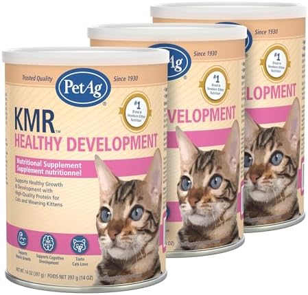 PetAg KMR Healthy Development - 14 oz, Pack of 3 - Great Tasting Nutritional Supplement for Cats and Weaning Kittens