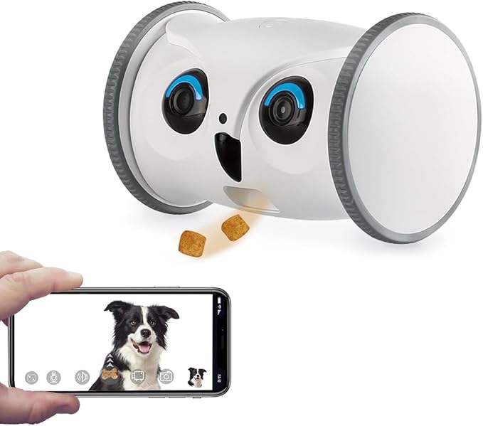 Owl Robot: 1080P Full HD Pet Camera with Treat Dispenser, Interactive Toy for Dogs and Cats, Full House Mobile Monitoring via App,2 Way Talk,No Monthly Fee (Only 2.4G WiFi)