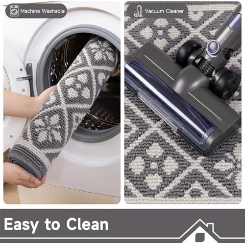 Ileading Indoor Door Mat 3x5ft Absorbent Dog Mats for Muddy Paws,Machine Washable Small Living Room Area Rug with Non-Slip Rubber Backing Low-Profile Inside Carpet for Hallway,Entryway,Kitchen(Grey)