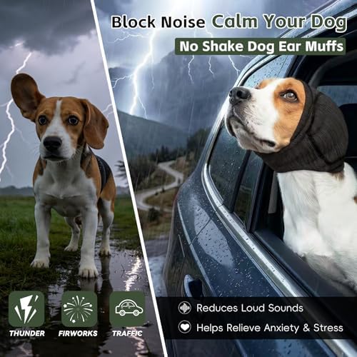 Dog Ear Muffs, No Shake Dog Ear Wrap Quiet Ear Protector Dog Calming Hoodie