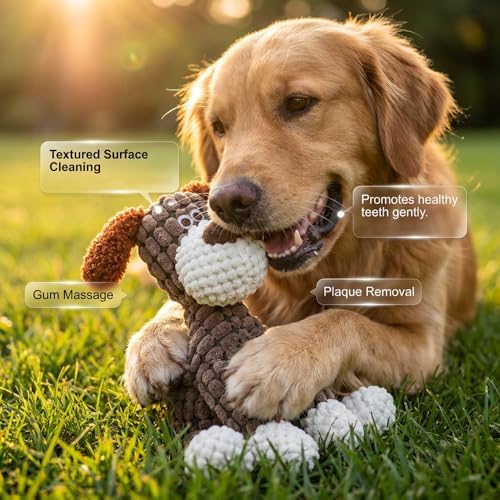 Indestructible Dog Toys for Aggressive Chewers, Squeaky Plush Chew Toy，Gray