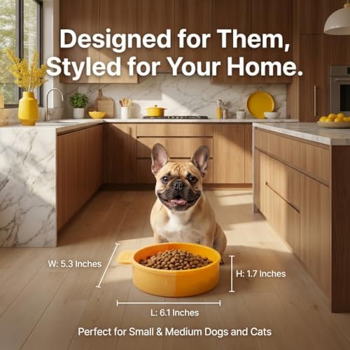 Silicone Slow Feeder Dog Bowl, Ombre Puzzle Maze with 4 Suction Cups, Flexible Travel Bowl for Fast Eaters (Yellow)