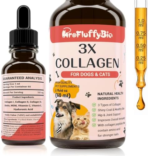 3X Premium Collagen Liquid for Dogs & Cats Supplement for Joint & Skin