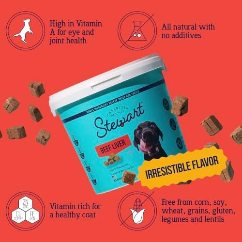 Stewart Freeze Dried Dog Treats, 100% Beef Liver, 4 oz Tub