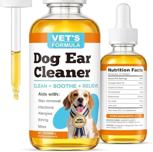 Dog Ear Cleaner and Infection Treatment,Natural Ear Drops for Dogs, Gentle Relief for Itching, Irritation, Wax Build-Up & Infections,Safe Ear Cleaning Solution for All Breeds & Ages