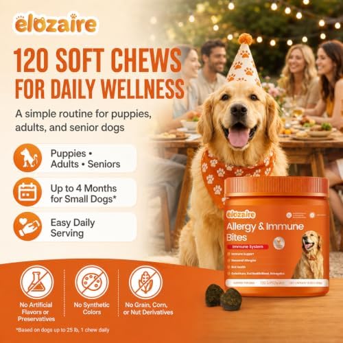 Dog Allergy Chews, Itchy Skin & Paw Licking Support, 120ct