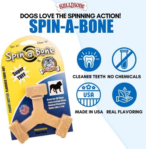 Bullibone Nylon Dog Chew Toy Spin-a-Bone - Interactive Dog Toy, Triggers Natural Instincts, and Improves Oral Health
