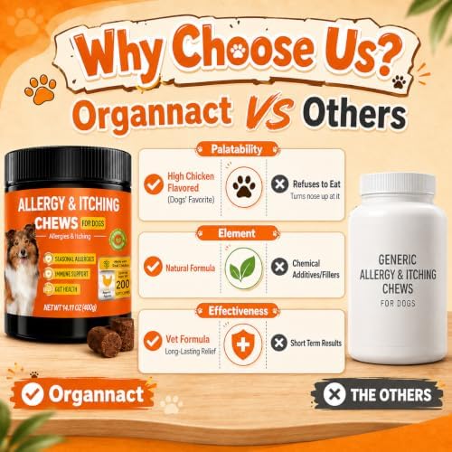Dog Allergy Chews 200 Ct - Itch Relief for Dogs Immune Support with Colostrum Probiotics Seasonal Allergies Anti-Itch Skin & Coat Supplement, Itchy Skin & Paw Relief Bites - Chicken Flavor