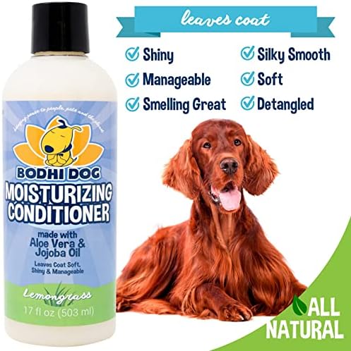 Bodhi Dog Gentle Moisturizing Dog Conditioner - Soothing Plant-Based Formula with Aloe Vera & Jojoba Oil - Hydrates & Softens Coat - Leaves Coat Soft Shiny & Manageable - Lemongrass (17 Fl Oz)