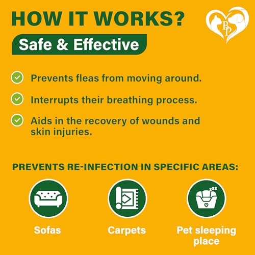 Natural Flea and Tick Home Spray for Dogs, Cats & Ferret - Mosquito, Bug Repellent & Carpet Flea Killer - Pet Pest Control & House Flea Treatment Indoor - Organic Prevention for Safe