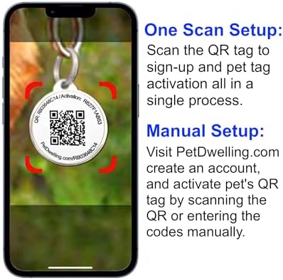 Pet Dwelling Aluminum QR Pet ID Tag – Smart Dog & Cat Tags with Free Personalized Online Profile, Instant Scan Alerts & AI-Powered Insights (Square Red)