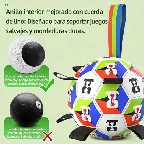 HEYLIFE Interactive Dog Soccer Ball Toy with Straps for 20-90 lbs Dog