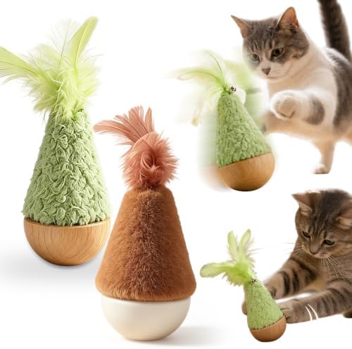2-Pack Interactive Self-Righting Wobble Cat Toy with Feather (Set)