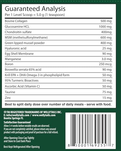 Powerfull Dog Joint Supplement Concentrated Actives Powder NO JUNK FILLERS