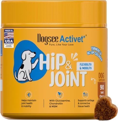 Dogsee Activet+ Hip & Joint Supplement Dog with Omega-3, Glucosamine, Chondroitin, MSM & Collagen for Dogs, Dasuquin, Joint Pain Relief - 90 Count - Made in USA
