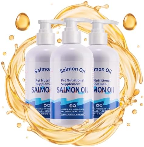 Salmon Oil Supplement for Dogs and Cats, Omega 3 Fish Oil Supports Skin, Coat & Joint Health, 8.5 fl oz