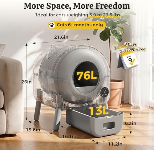 WARCAT Self-Cleaning Litter Box – APP Control, Sensors, Grey