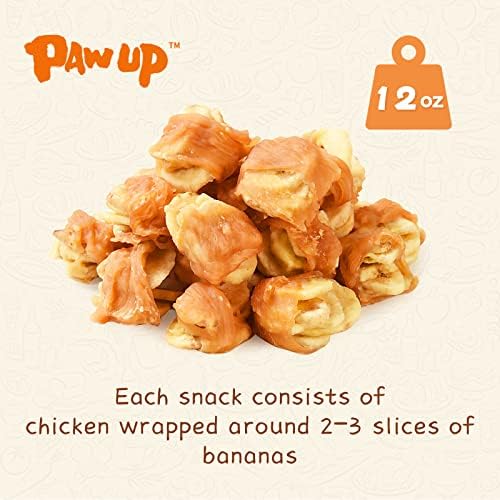 PAWUP Dog Treats Chicken Wrapped Banana Slice, Rawhide and Gluten Free, w/Taurine Low Fat Healthy Chewy Training Treats, for Small Medium Large Dogs, 12.5 oz