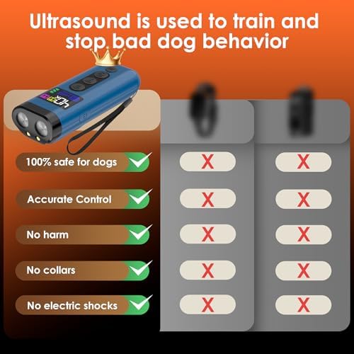 Dog Bark Deterrent Device – 65FT Range Anti Barking Device for Dogs, Stops Neighbor’s Dog Barking with 3 Ultrasonic Frequencies (25/30/40kHz) & 5 Sound Modes, for Indoor & Outdoor Training