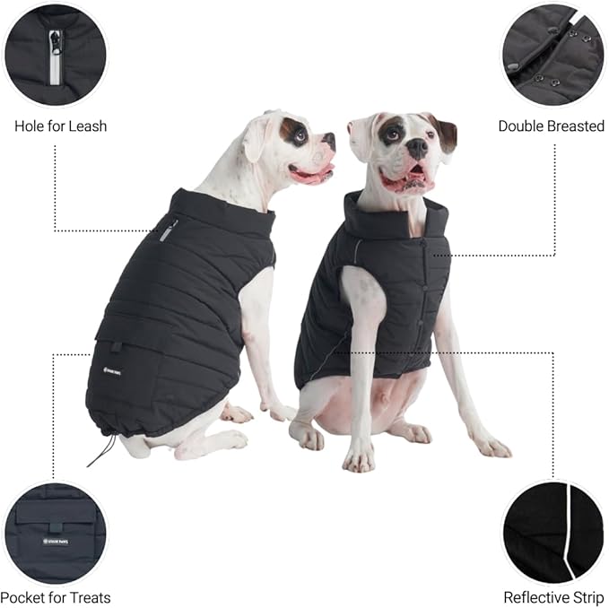 Spark Paws Dog Winter Jacket, Water-Resistant Coat, Warm Reflective Windproof Fleece-Interior, for Medium and Large Dogs - Black - M