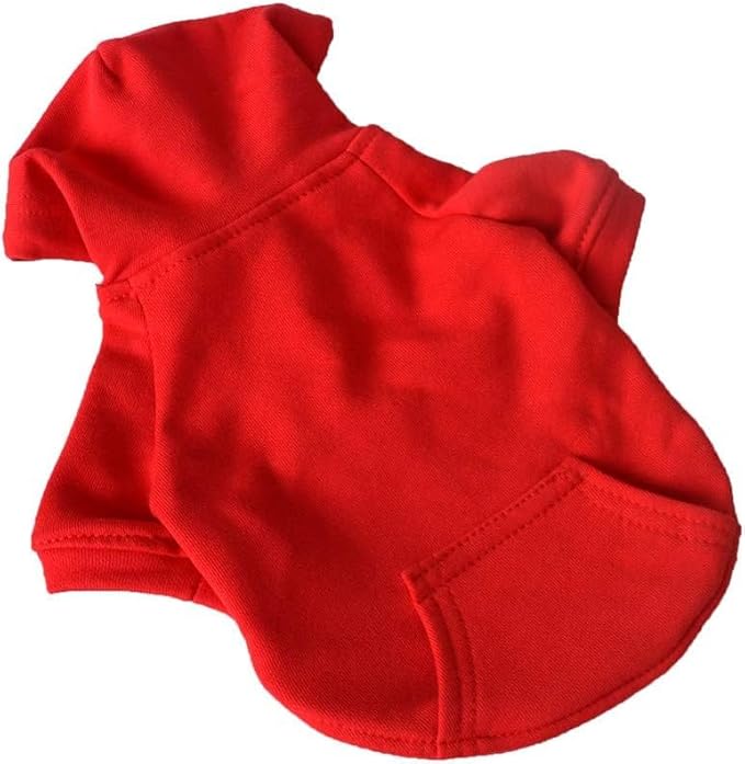 Lovelonglong Blank Basic Hoodie Sweatshirt for Dogs 100% Cotton Fits Small Medium Dachshund Large Dog Red D-M