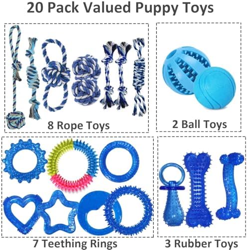 20 Pack Luxury Puppy Teething Chew Toys for Small Dogs and Puppies