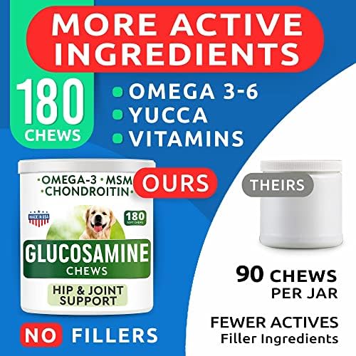 BARK&SPARK Glucosamine Dog Treats Bundle - Joint Pain Relief Supplement - Advanced Formula with Chondroitin, MSM, Omega-3 - Hip & Joint Care - Made in USA - 180 + 120 Soft Chews
