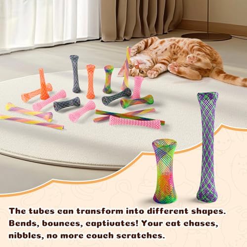 Cat Spring Toys, Cat or Kitten Colorful Spring Tube Toy 30 Pack