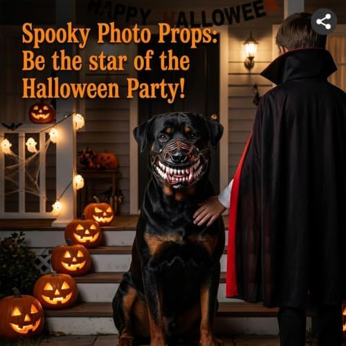 Scary Dog Muzzle with Teeth, Breathable Halloween Monster Mask (XL)
