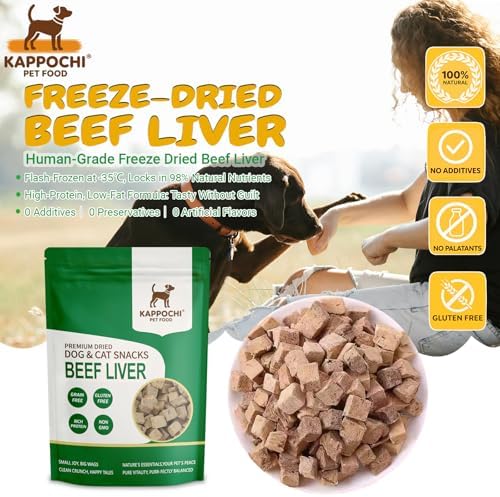 Freeze-Dried Beef Liver Dog Treats, 3.5oz(100.0g), 100% Single Ingredient, High Protein Training Treats, Natural & Raw, No Additives, Grain Free, Gluten Free