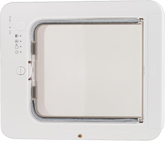 TOPINCN Smart Cat Flap Collar Activated Cat Door Electronic Pet Door Automatic Sensing 2 Way Entry Safety Guard White Plastic for Indoor Outdoor Pets