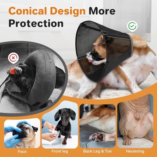 Breathable Mesh Dog Cone Collar for Surgery, Soft Elizabethan Recovery Alternative to Stop Licking,Pet Neck Collar for Large Medium Small Breeds