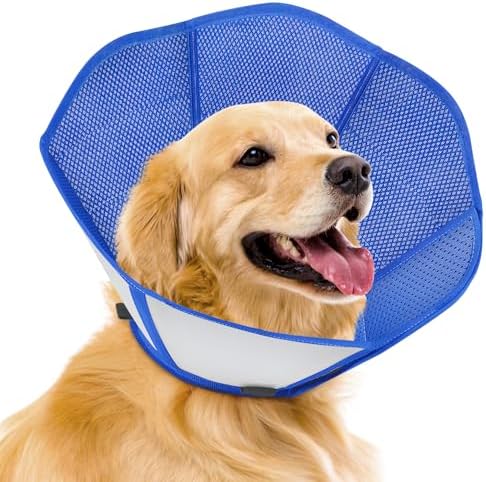 Upraded Dog Cone Collar After Surgery, Adjustable Soft Dog Cone, Soft Inner & Sturdy Protective Recovery Elizabethan Collar for Dogs to Stop Licking Wounds (XL)