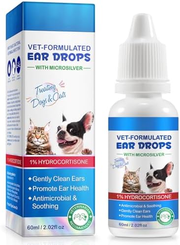 Bieyoc Pet Ear Drops for Dogs and Cats, Dog and Cat Ear Clean and Soothe Ear Irritations, Pet Ear Cleaner Helps to Remove Wax, Stains & Dirt, 2.02 Fl.Oz