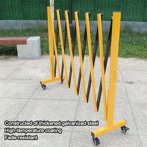 Retractable Folding Security Gate Expandable Outdoor Accordion Barrier with Casters Adjustable Scissor Door for Schools & Traffic Control (80x250cm/31.5x98.4in)