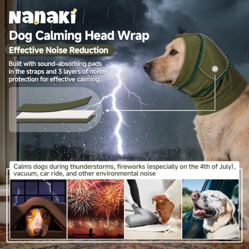 Nanaki Calming Hoodie Quiet for Fireworks,Dog Ear Wrap Hematoma Head Cover