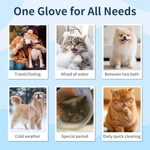 Pet Glove Wipes for Dogs, Hypoallergenic, Cleaning, Deodorizing, Moisturizing, Easy to Clean Wrinkles, Paws, Eyes, Ears, Face, Buttocks, and Body, for Daily Care and Travel (30pcs)