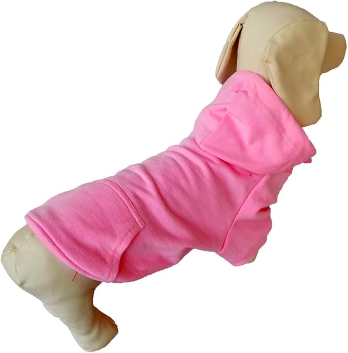 Lovelonglong Blank Basic Hoodie Sweatshirt for Dogs 100% Cotton Fits Small Medium Dachshund Large Dog Pink D-S