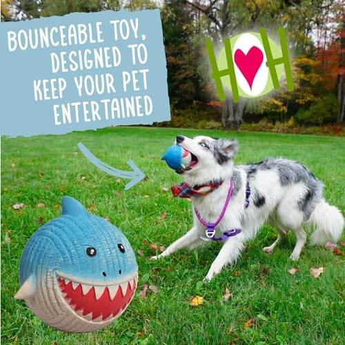HuggleHounds Ruff-Tex Latex Ball Dog Toy - Dog Toys Rubber, Puppy Toys, Puppy Essentials, Heavy Duty Squeaky Ball for Small, Medium & Large Dogs, All Breeds - Hamlet Pig, Large