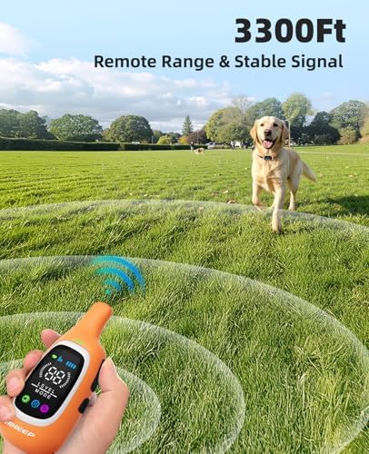 2-in-1 Dog Shock Collar and Bark Collar for Dogs – 3300FT Dog Training Collar with Remote, IP67 Waterproof e Collar with Anti-Bark/Beep/Vibration/Shock Modes for Small Medium Large Dog(8-120Lbs)