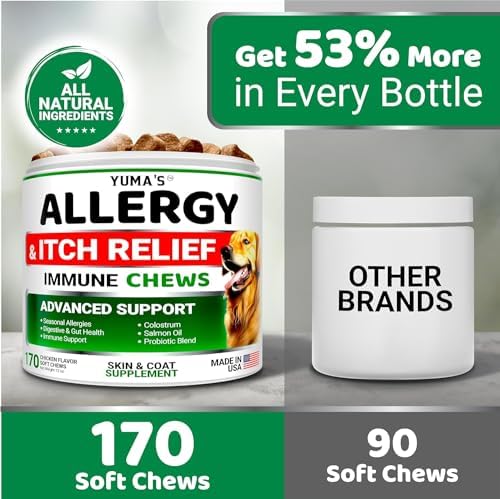(2 Pack) Dog Allergy Relief Chews - 340 Ct - Dog Itching Skin Relief Pills